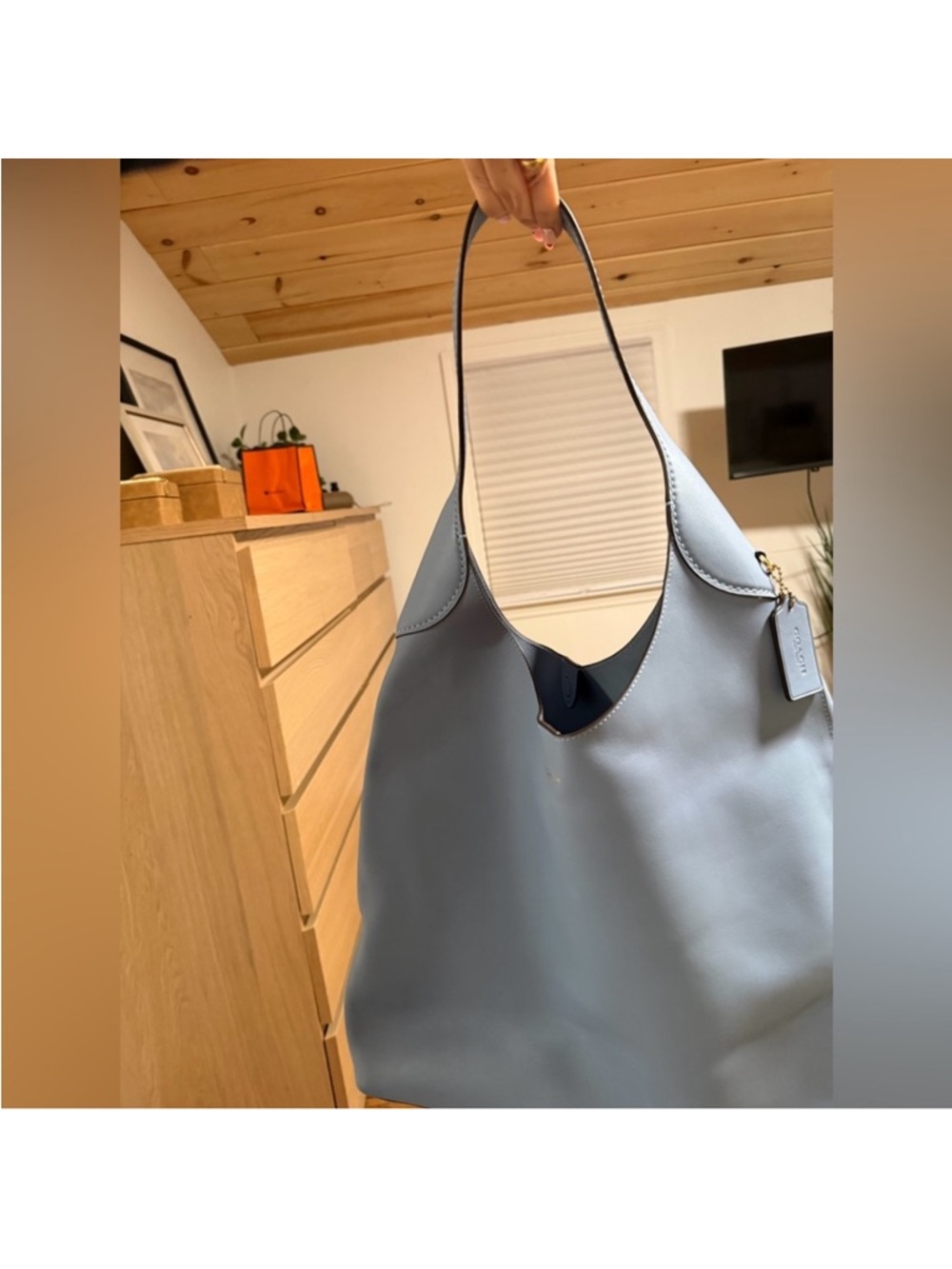 Coach Brooklyn 39 Light Blue Leather Shoulder Bag - Picture 10 of 11